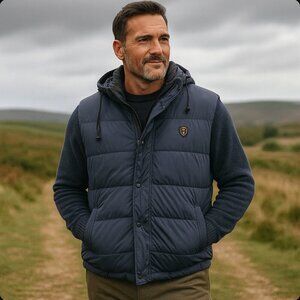 Scotch & Soda XL Dark Blue Puffer Vest Hoodie Preppy Outdoor Hiking Classic